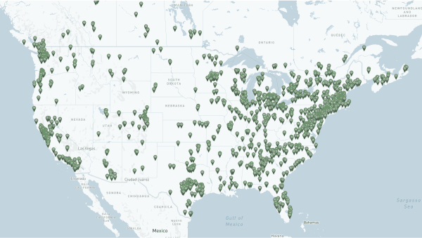 Station coverage in North America